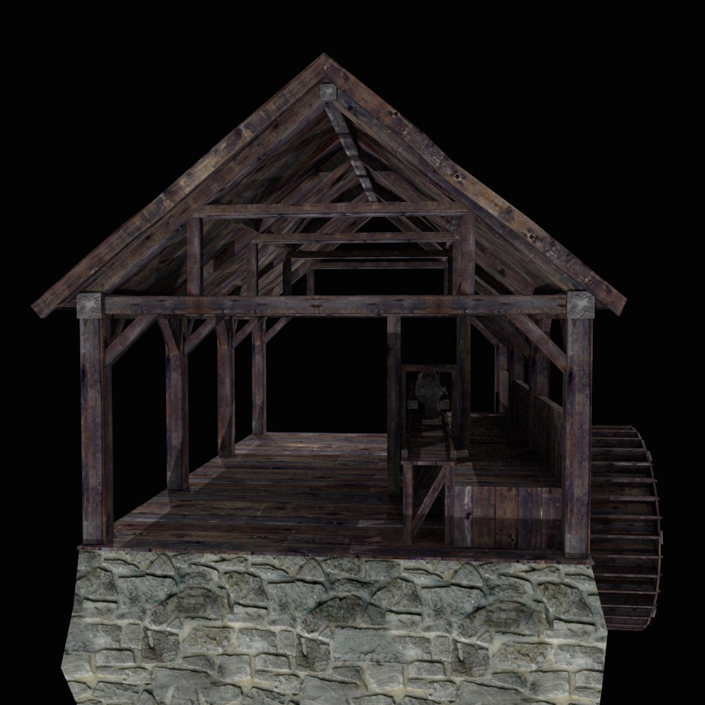 Medieval waterpowered sawmill preview image 1